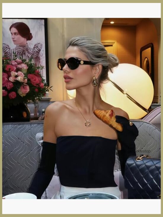 Retro Oval Sunglasses Chunky Thick Frame UV400 Protection main image 5